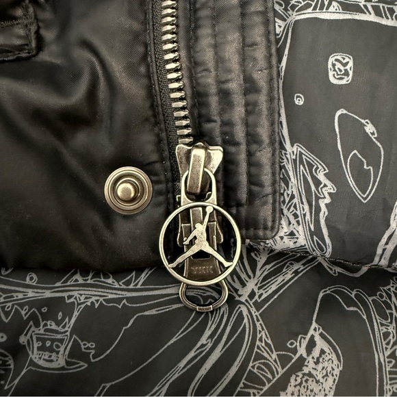 Jordan Hooded Black Puffer Jacket Grey Duck Down Coat - Picture 10 of 10